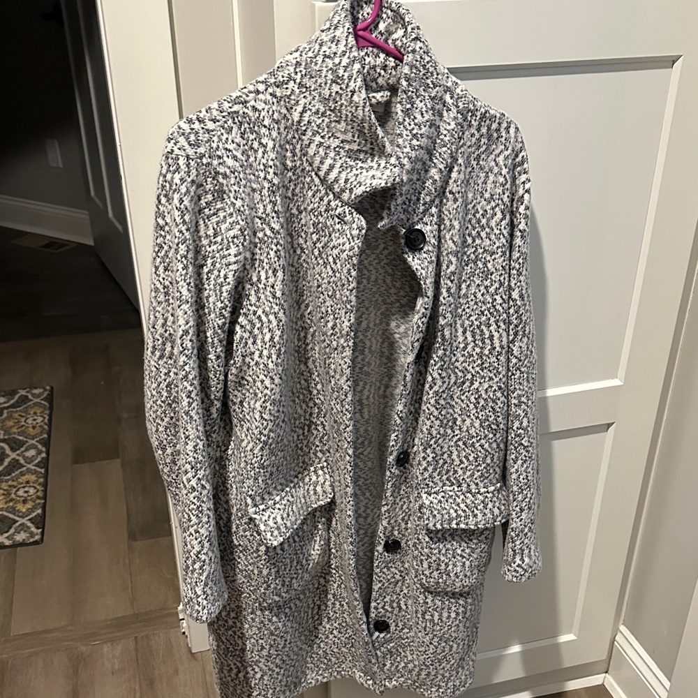 Maurices Black and White Textured Teddy Jacket